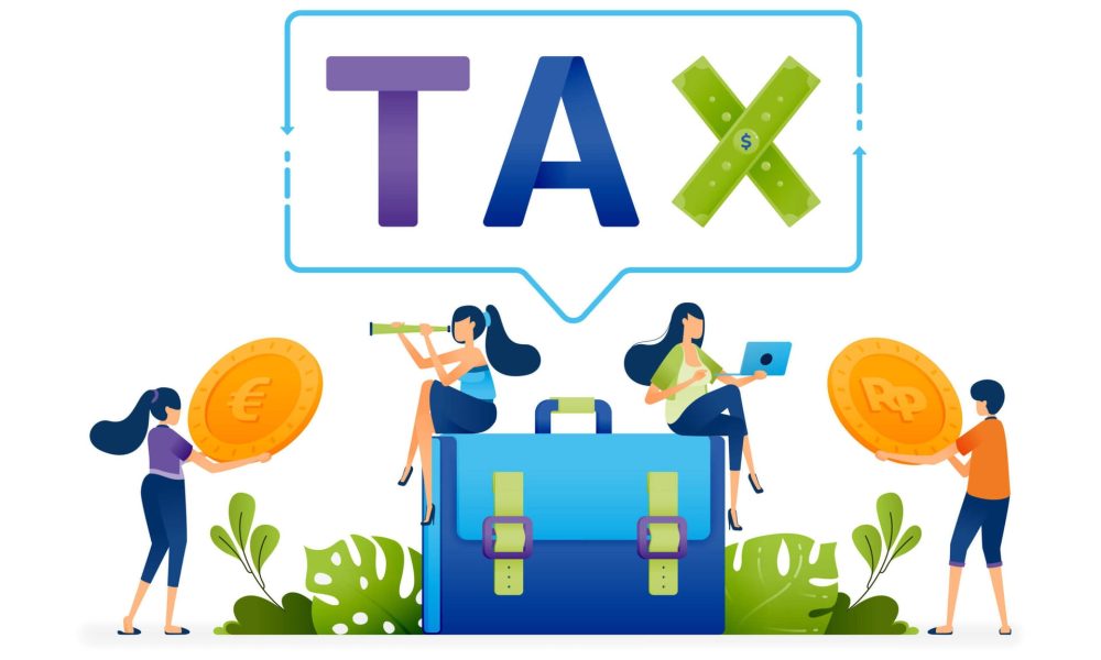 Vector illustration of Workers and laborers required to report and fill in income for annual tax payments and VAT claims. Can be used to web, website, poster, mobile apps, brochure, ads, flyer, card
