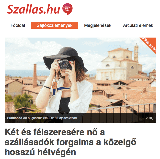 szállás.hu sajtóközlemény