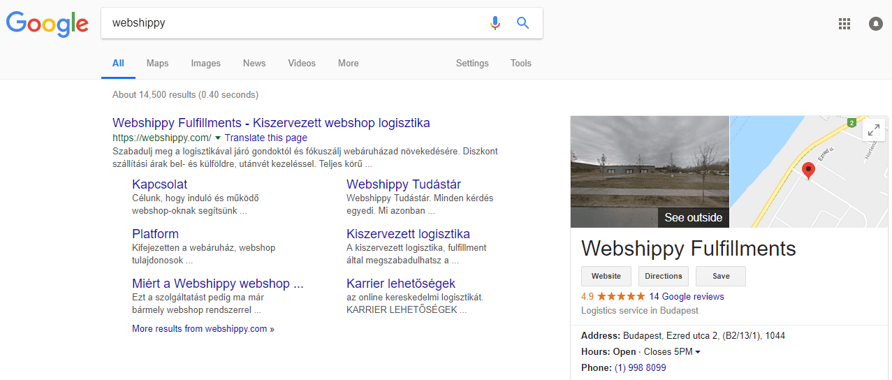 webshippy google keresés